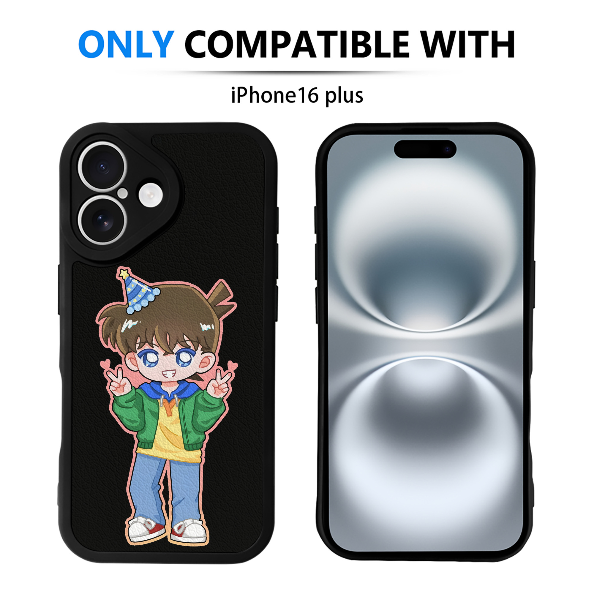 （画像用） 名探偵コナン 江戸川 コナン Detective Conan Conan Edogawa 【iPhone 16シリーズ対応】シリコンスマホケース（レザー調） 材質：シリコン